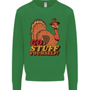 Stuff Yourself Funny Vegetarian Vegan Turkey Kids Sweatshirt Jumper Irish Green