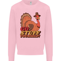 Stuff Yourself Funny Vegetarian Vegan Turkey Kids Sweatshirt Jumper Light Pink