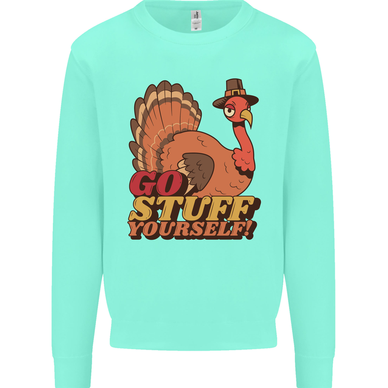 Stuff Yourself Funny Vegetarian Vegan Turkey Kids Sweatshirt Jumper Peppermint