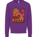 Stuff Yourself Funny Vegetarian Vegan Turkey Kids Sweatshirt Jumper Purple
