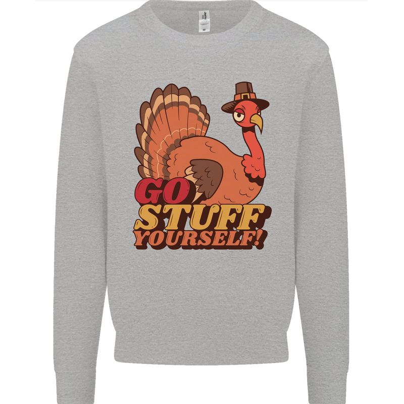 Stuff Yourself Funny Vegetarian Vegan Turkey Kids Sweatshirt Jumper Sports Grey