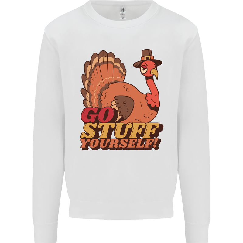 Stuff Yourself Funny Vegetarian Vegan Turkey Kids Sweatshirt Jumper White
