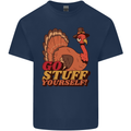 Stuff Yourself Funny Vegetarian Vegan Turkey Kids T-Shirt Childrens Navy Blue