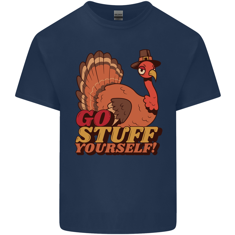 Stuff Yourself Funny Vegetarian Vegan Turkey Kids T-Shirt Childrens Navy Blue