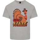 Stuff Yourself Funny Vegetarian Vegan Turkey Kids T-Shirt Childrens Sports Grey