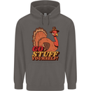 Stuff Yourself Funny Vegetarian Vegan Turkey Mens 80% Cotton Hoodie Charcoal