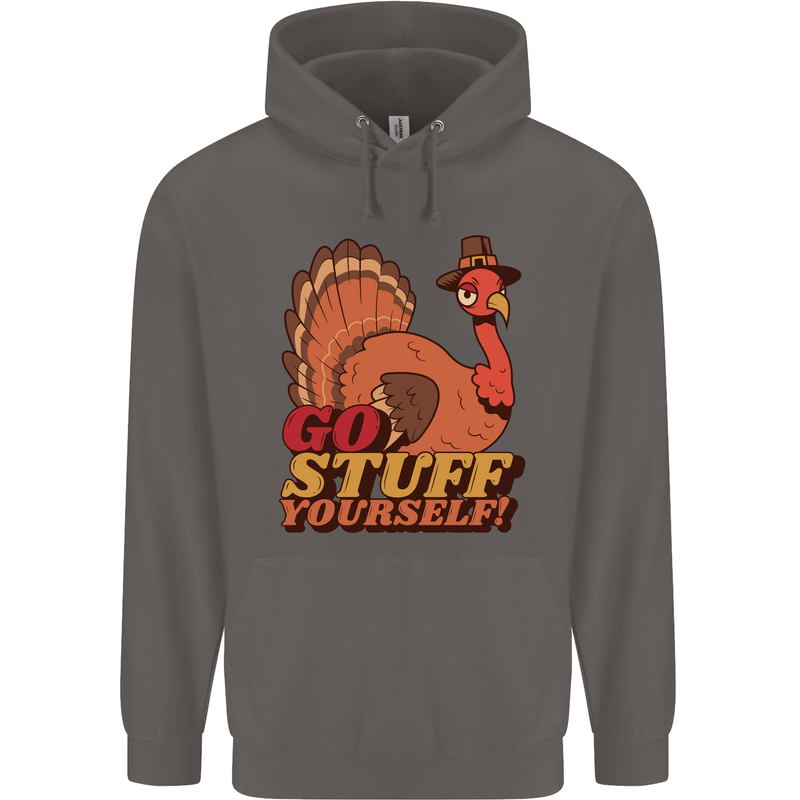 Stuff Yourself Funny Vegetarian Vegan Turkey Mens 80% Cotton Hoodie Charcoal