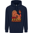 Stuff Yourself Funny Vegetarian Vegan Turkey Mens 80% Cotton Hoodie Navy Blue