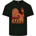 Stuff Yourself Funny Vegetarian Vegan Turkey Mens Cotton T-Shirt Tee Top Black