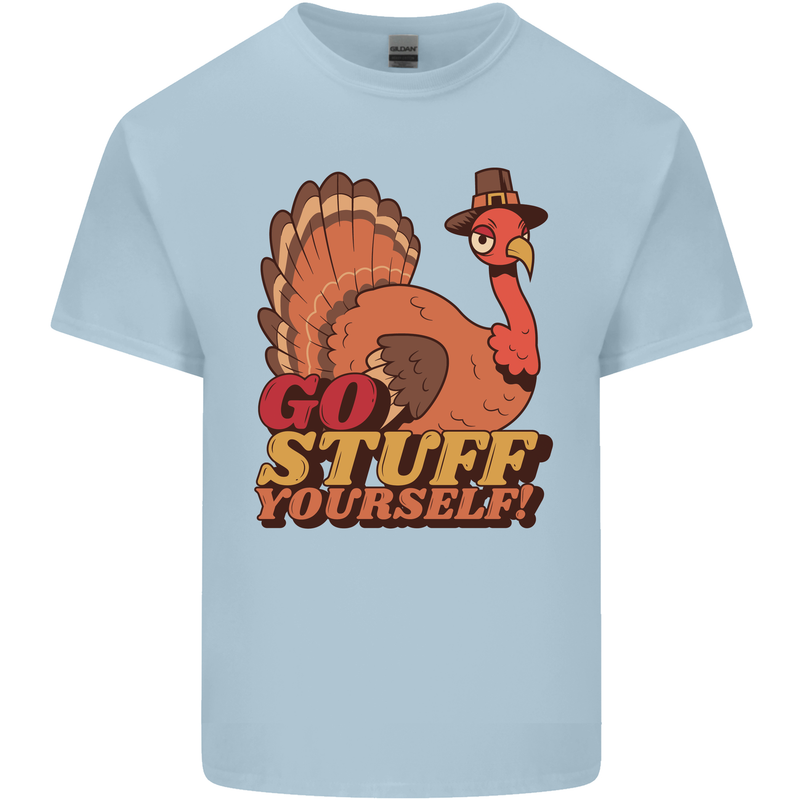 Stuff Yourself Funny Vegetarian Vegan Turkey Mens Cotton T-Shirt Tee Top Light Blue