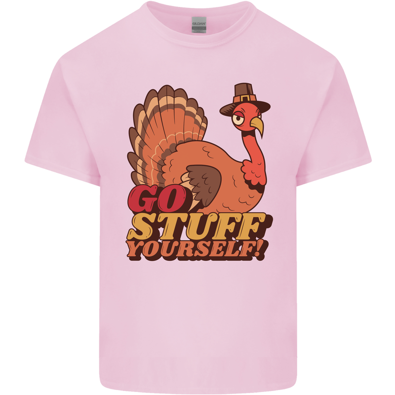 Stuff Yourself Funny Vegetarian Vegan Turkey Mens Cotton T-Shirt Tee Top Light Pink