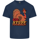 Stuff Yourself Funny Vegetarian Vegan Turkey Mens Cotton T-Shirt Tee Top Navy Blue