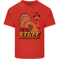 Stuff Yourself Funny Vegetarian Vegan Turkey Mens Cotton T-Shirt Tee Top Red