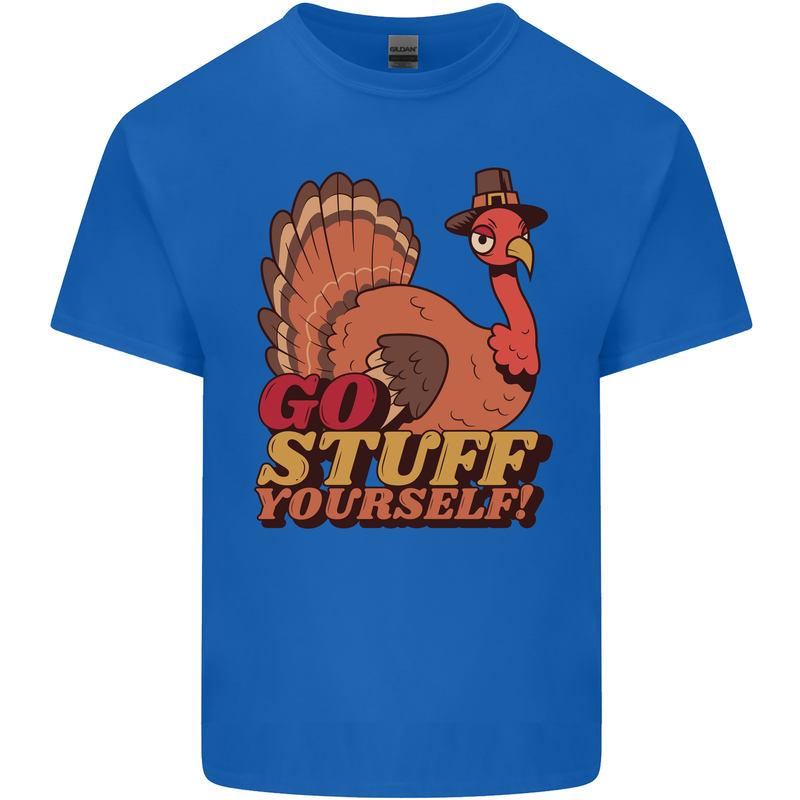 Stuff Yourself Funny Vegetarian Vegan Turkey Mens Cotton T-Shirt Tee Top Royal Blue