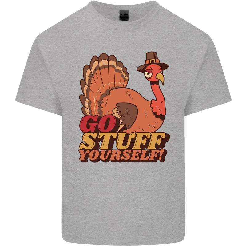 Stuff Yourself Funny Vegetarian Vegan Turkey Mens Cotton T-Shirt Tee Top Sports Grey