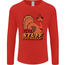 Stuff Yourself Funny Vegetarian Vegan Turkey Mens Long Sleeve T-Shirt Red