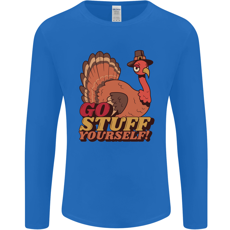 Stuff Yourself Funny Vegetarian Vegan Turkey Mens Long Sleeve T-Shirt Royal Blue