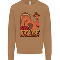 Stuff Yourself Funny Vegetarian Vegan Turkey Mens Sweatshirt Jumper Caramel Latte