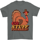 Stuff Yourself Funny Vegetarian Vegan Turkey Mens T-Shirt 100% Cotton Charcoal