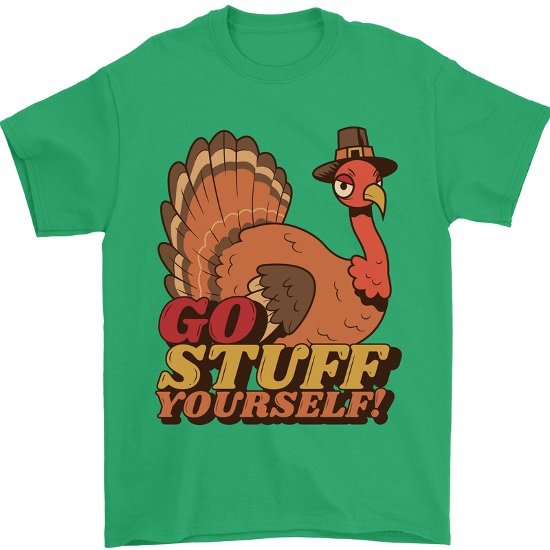Stuff Yourself Funny Vegetarian Vegan Turkey Mens T-Shirt 100% Cotton Irish Green