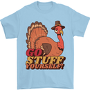 Stuff Yourself Funny Vegetarian Vegan Turkey Mens T-Shirt 100% Cotton Light Blue