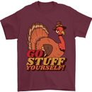 Stuff Yourself Funny Vegetarian Vegan Turkey Mens T-Shirt 100% Cotton Maroon