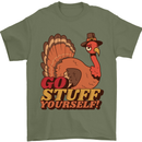 Stuff Yourself Funny Vegetarian Vegan Turkey Mens T-Shirt 100% Cotton Military Green