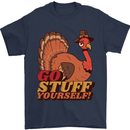 Stuff Yourself Funny Vegetarian Vegan Turkey Mens T-Shirt 100% Cotton Navy Blue