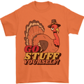 Stuff Yourself Funny Vegetarian Vegan Turkey Mens T-Shirt 100% Cotton Orange