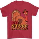 Stuff Yourself Funny Vegetarian Vegan Turkey Mens T-Shirt 100% Cotton Red