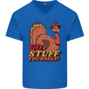 Stuff Yourself Funny Vegetarian Vegan Turkey Mens V-Neck Cotton T-Shirt Royal Blue