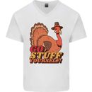 Stuff Yourself Funny Vegetarian Vegan Turkey Mens V-Neck Cotton T-Shirt White