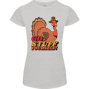 Stuff Yourself Funny Vegetarian Vegan Turkey Womens Petite Cut T-Shirt Sports Grey