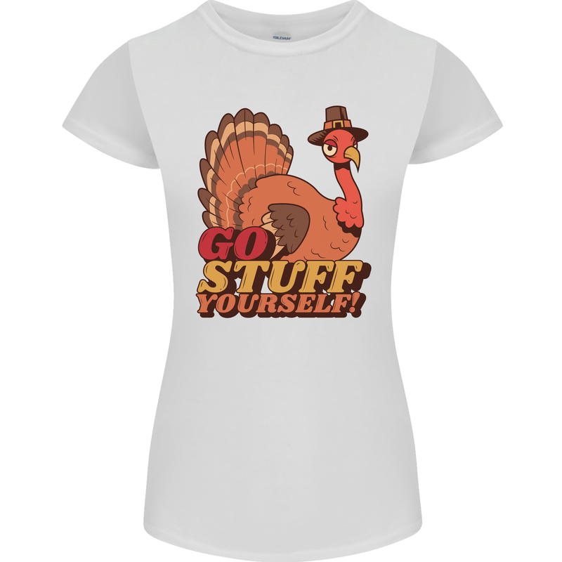 Stuff Yourself Funny Vegetarian Vegan Turkey Womens Petite Cut T-Shirt White