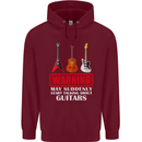 Suddenly Start Talking About Guitars Funny Childrens Kids Hoodie Maroon