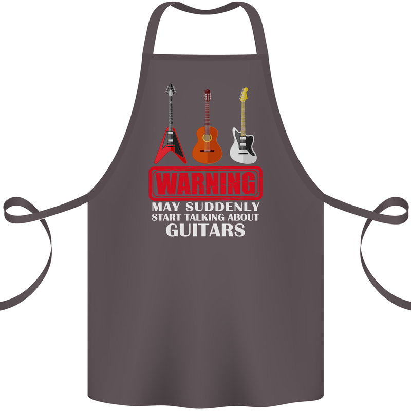 Suddenly Start Talking About Guitars Funny Cotton Apron 100% Organic Dark Grey