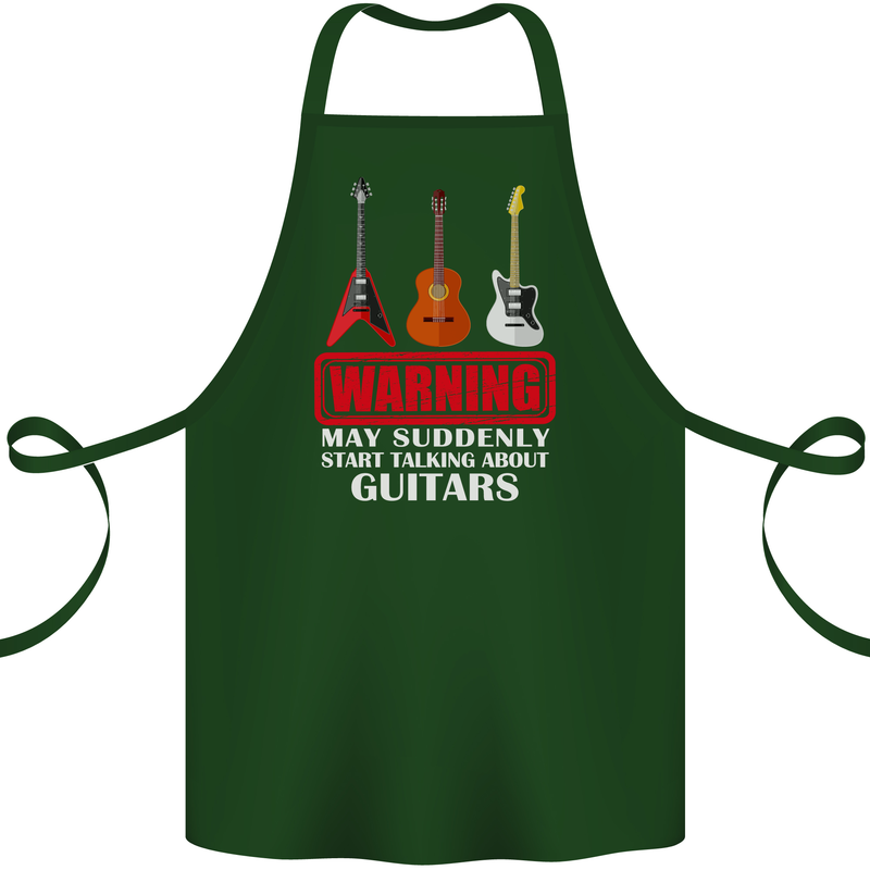 Suddenly Start Talking About Guitars Funny Cotton Apron 100% Organic Forest Green