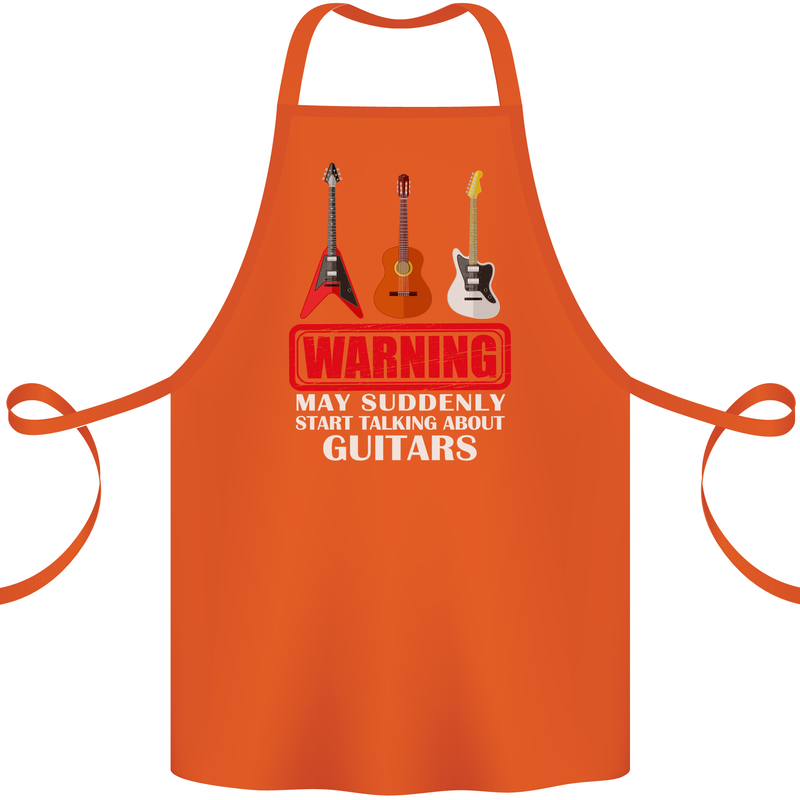 Suddenly Start Talking About Guitars Funny Cotton Apron 100% Organic Orange
