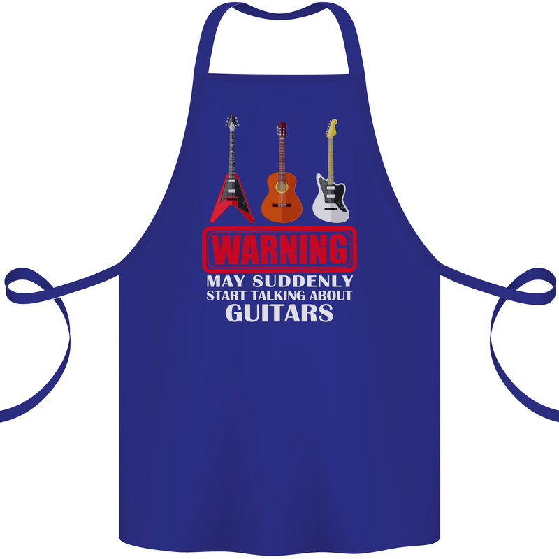 Suddenly Start Talking About Guitars Funny Cotton Apron 100% Organic Royal Blue