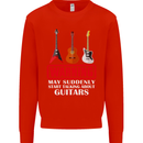 Suddenly Start Talking About Guitars Funny Kids Sweatshirt Jumper Bright Red