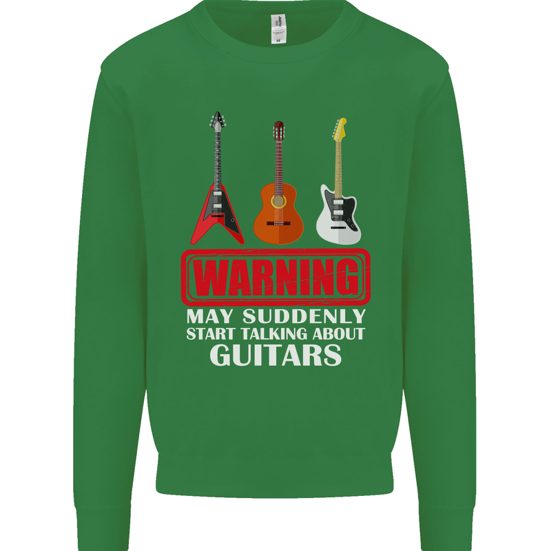 Suddenly Start Talking About Guitars Funny Kids Sweatshirt Jumper Irish Green