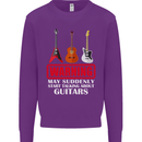 Suddenly Start Talking About Guitars Funny Kids Sweatshirt Jumper Purple