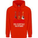 Suddenly Start Talking About Guitars Funny Mens 80% Cotton Hoodie Bright Red
