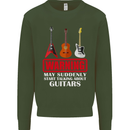 Suddenly Start Talking About Guitars Funny Mens Sweatshirt Jumper Forest Green