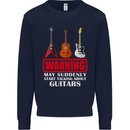 Suddenly Start Talking About Guitars Funny Mens Sweatshirt Jumper Navy Blue