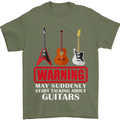 Suddenly Start Talking About Guitars Funny Mens T-Shirt Cotton Gildan Military Green