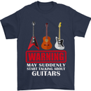 Suddenly Start Talking About Guitars Funny Mens T-Shirt Cotton Gildan Navy Blue