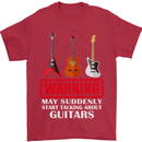 Suddenly Start Talking About Guitars Funny Mens T-Shirt Cotton Gildan Red