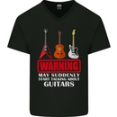 Suddenly Start Talking About Guitars Funny Mens V-Neck Cotton T-Shirt Black