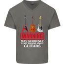 Suddenly Start Talking About Guitars Funny Mens V-Neck Cotton T-Shirt Charcoal